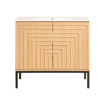 Rowan Geometric Modern Transitional 2-Shelf Bath Vanity Cabinet Only (Sink Basin Not Included)